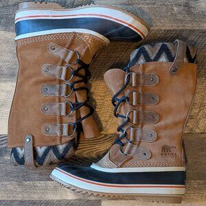 Sorel Joan of Arctic Waterproof Winter Boots Camel Brown Leather